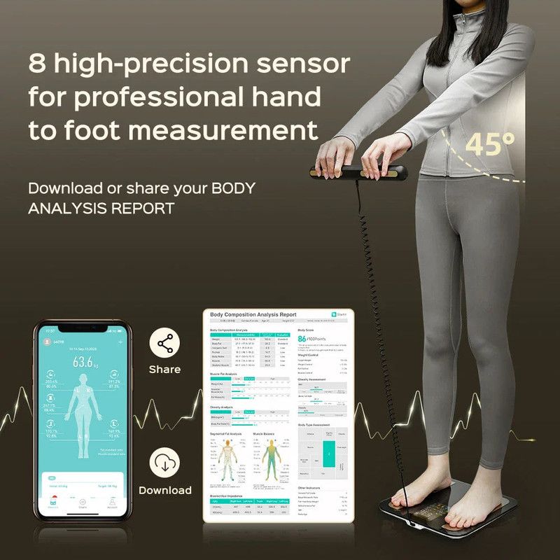 Smart Bioimpedance Scale with Hand Black