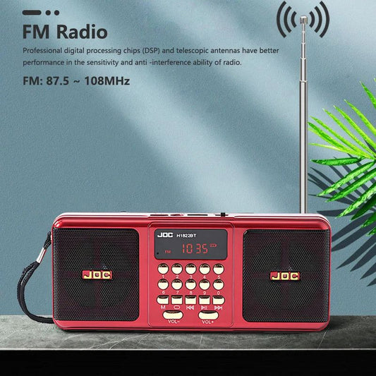 Portable FM Radio Bluetooth Speaker Red