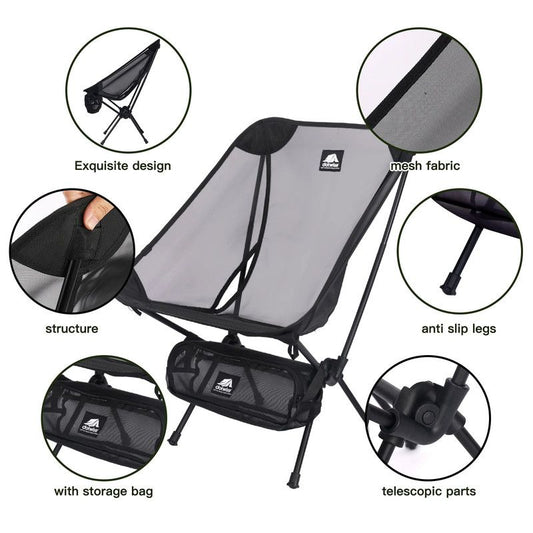 2pcs Outdoor Folding Moon Chairs Black
