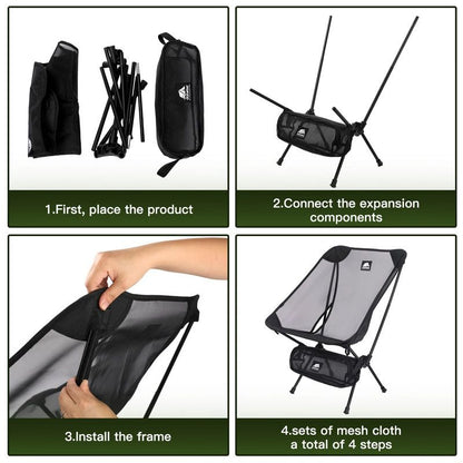 2pcs Outdoor Folding Moon Chairs Black