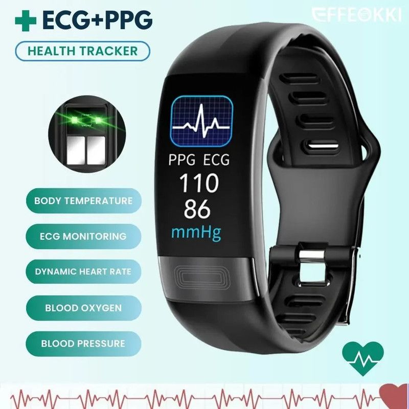 Fitness Bracelet Heart Blood Body Monitoring Black