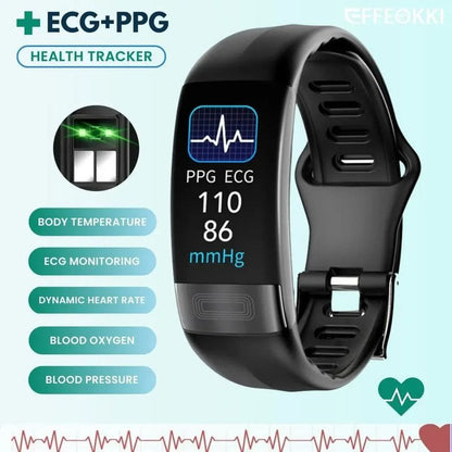 Fitness Bracelet Heart Blood Body Monitoring Black