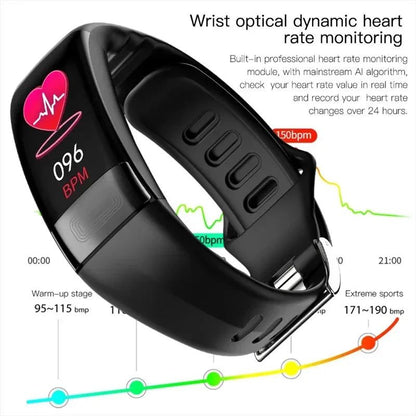 Fitness Bracelet Heart Blood Body Monitoring Black