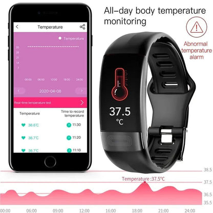 Fitness Bracelet Heart Blood Body Monitoring Black