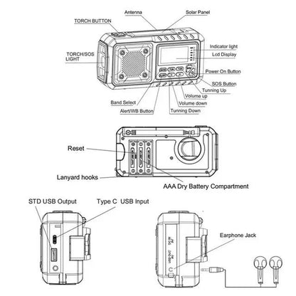Emergency Hand Crank Solar Radio Yellow