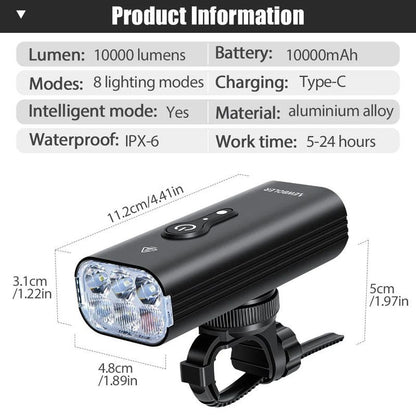 10000 Lumen Smart Bicycle Light Black