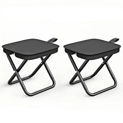 2PCS Portable Folding Backpack Stools Black
