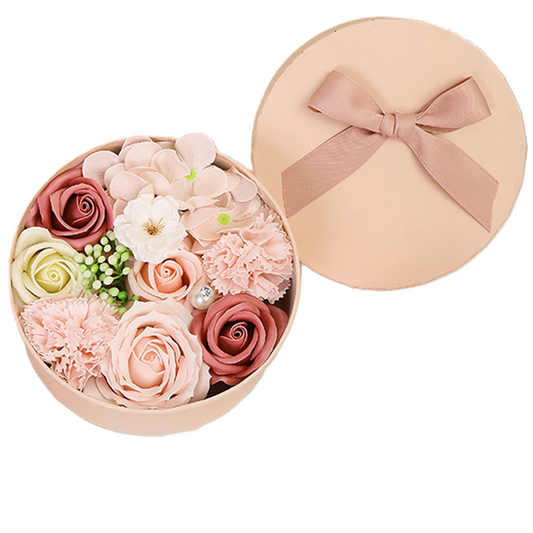 Non-Withered Soap Flower Small Round Box Decoration Set