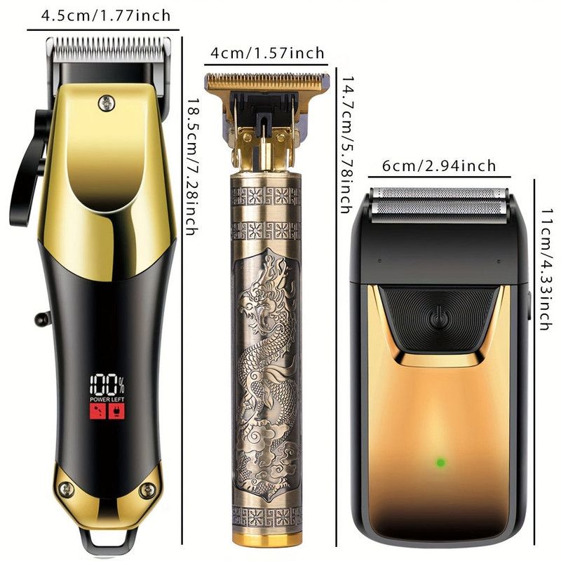 3pcs Men's Electric Hair Clippers Kit