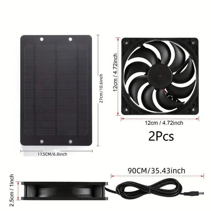 Solar-Powered Electric Ventilator - 10W/12V Dual Fan Pack
