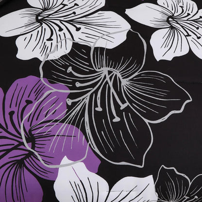 Black Purple Hibiscus Bloom Comforter Quilted Doona Set
