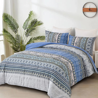 Blue Nordic Stripe Haven Comforter Quilted Doona Set