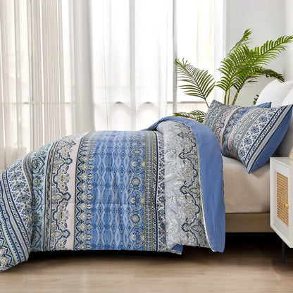 Blue Nordic Stripe Haven Comforter Quilted Doona Set