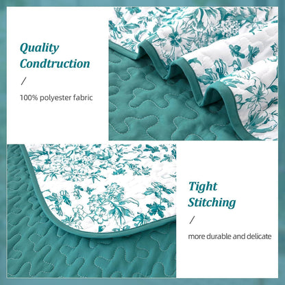 Blue Green Botanical Serenity Coverlet Bedspread Set