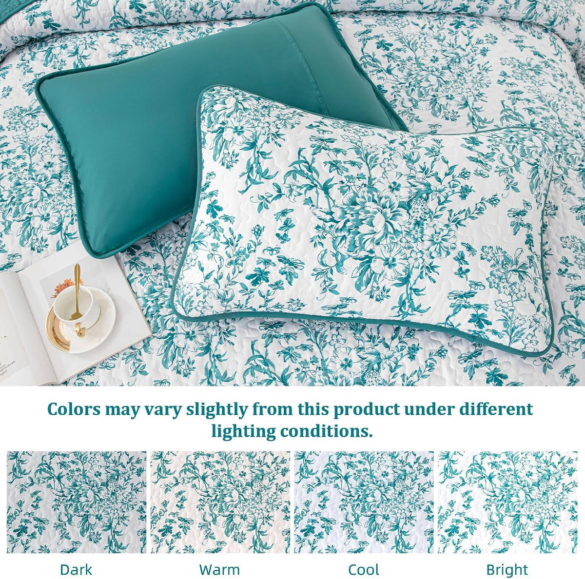 Blue Green Botanical Serenity Coverlet Bedspread Set