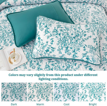 Blue Green Botanical Serenity Coverlet Bedspread Set