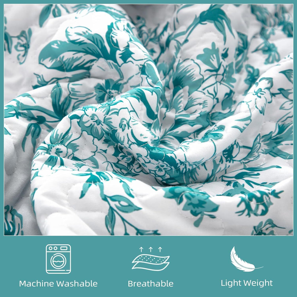 Blue Green Botanical Serenity Coverlet Bedspread Set