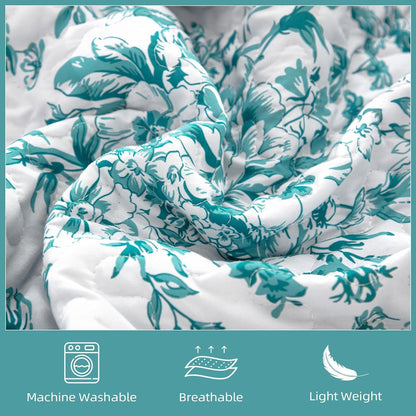 Blue Green Botanical Serenity Coverlet Bedspread Set