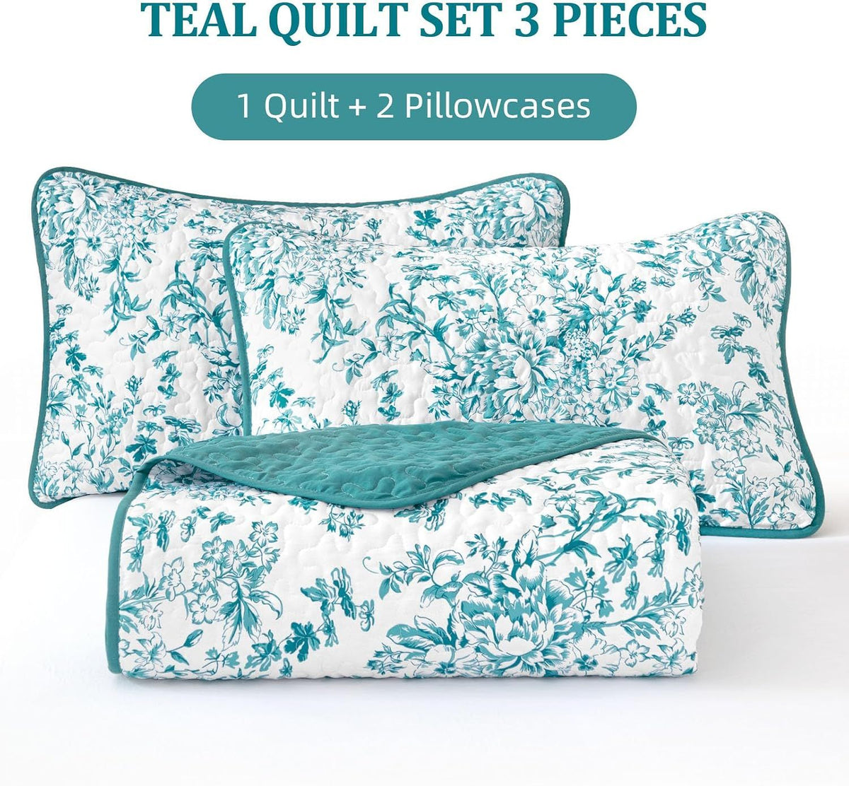 Blue Green Botanical Serenity Coverlet Bedspread Set