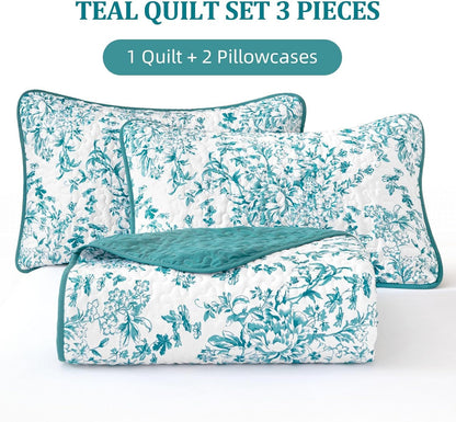 Blue Green Botanical Serenity Coverlet Bedspread Set