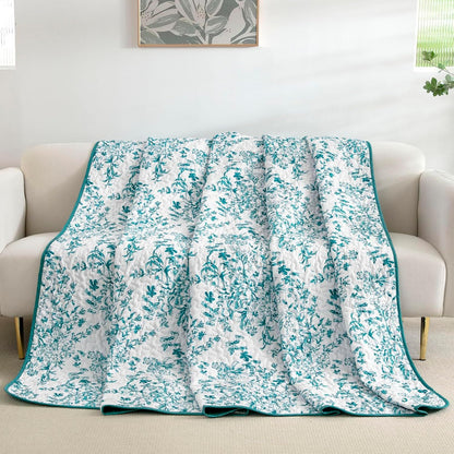Blue Green Botanical Serenity Coverlet Bedspread Set