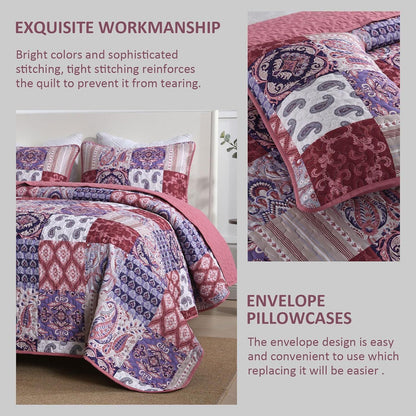 Red Paisley Patchwork Haven Coverlet Bedspread Set