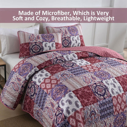 Red Paisley Patchwork Haven Coverlet Bedspread Set