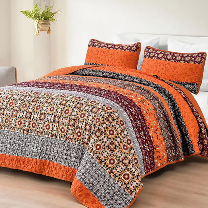 Sunset Boho Mosaic 3 Piece Bedspread Set