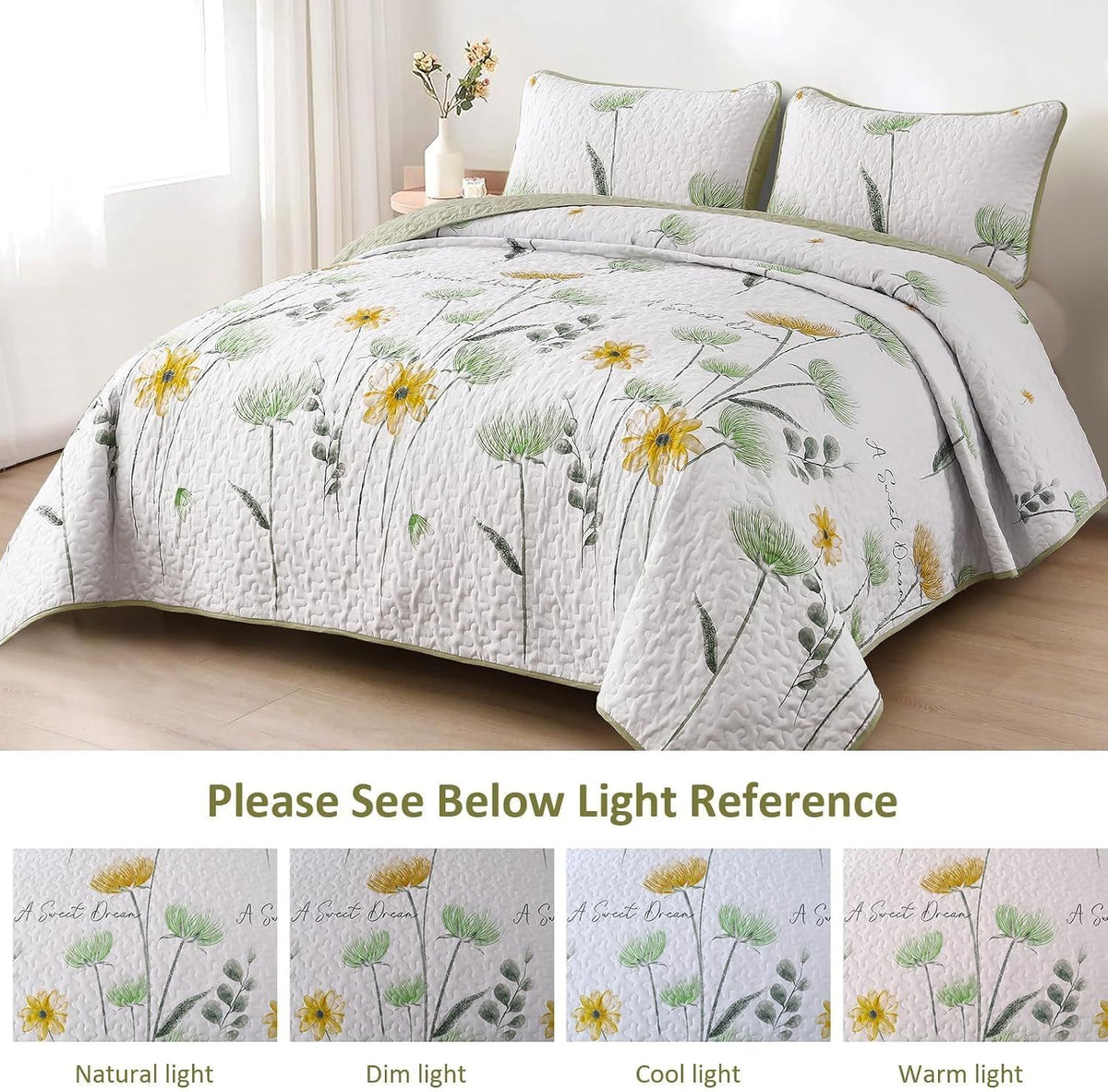 Elegant Floral Majesty Bedspread Coverlet 3 Piece Set