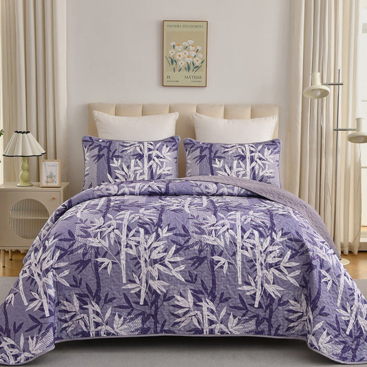 Lavender Bamboo Serenity Bedspread Coverlet 3 Piece Set