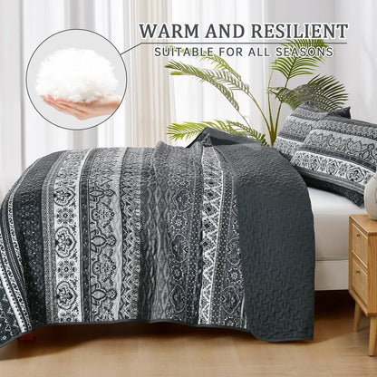 Black Boho Majesty Bedspread Coverlet 3 Piece Set