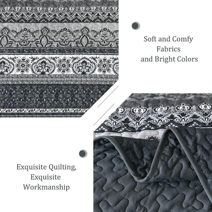Black Boho Majesty Bedspread Coverlet 3 Piece Set