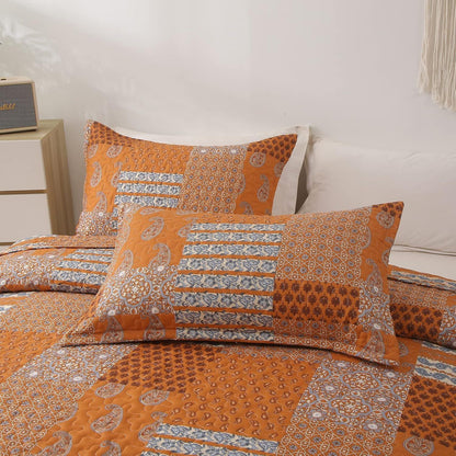 Burnt Orange Paisley Mosaic Coverlet Bedspread Set