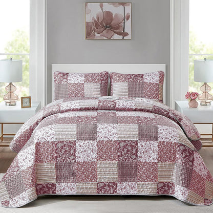 Pink Boho Floralia Patchwork Coverlet Bedspread Set
