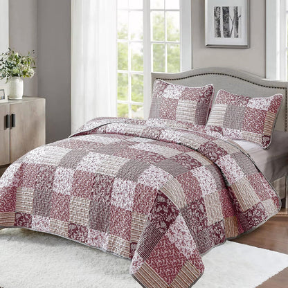 Pink Boho Floralia Patchwork Coverlet Bedspread Set