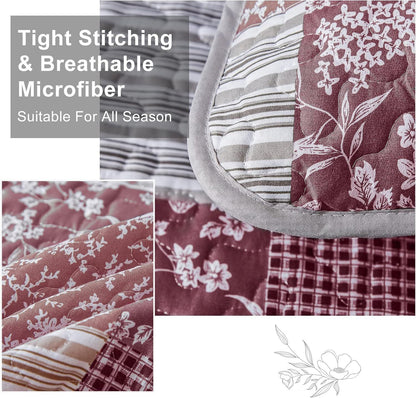 Pink Boho Floralia Patchwork Coverlet Bedspread Set
