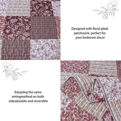 Pink Boho Floralia Patchwork Coverlet Bedspread Set