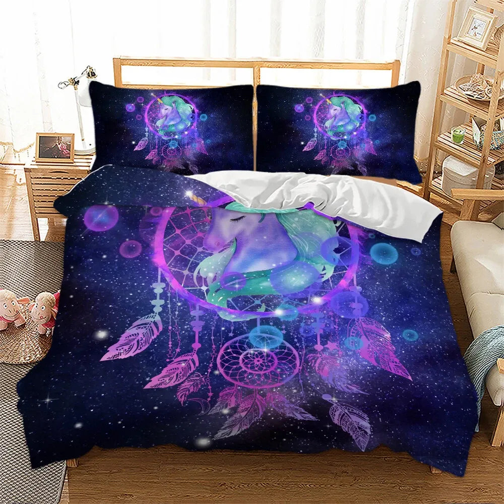 Unicorno Dreamcatcher Galaxy Glow Quilt / Doona / Duvet Cover set
