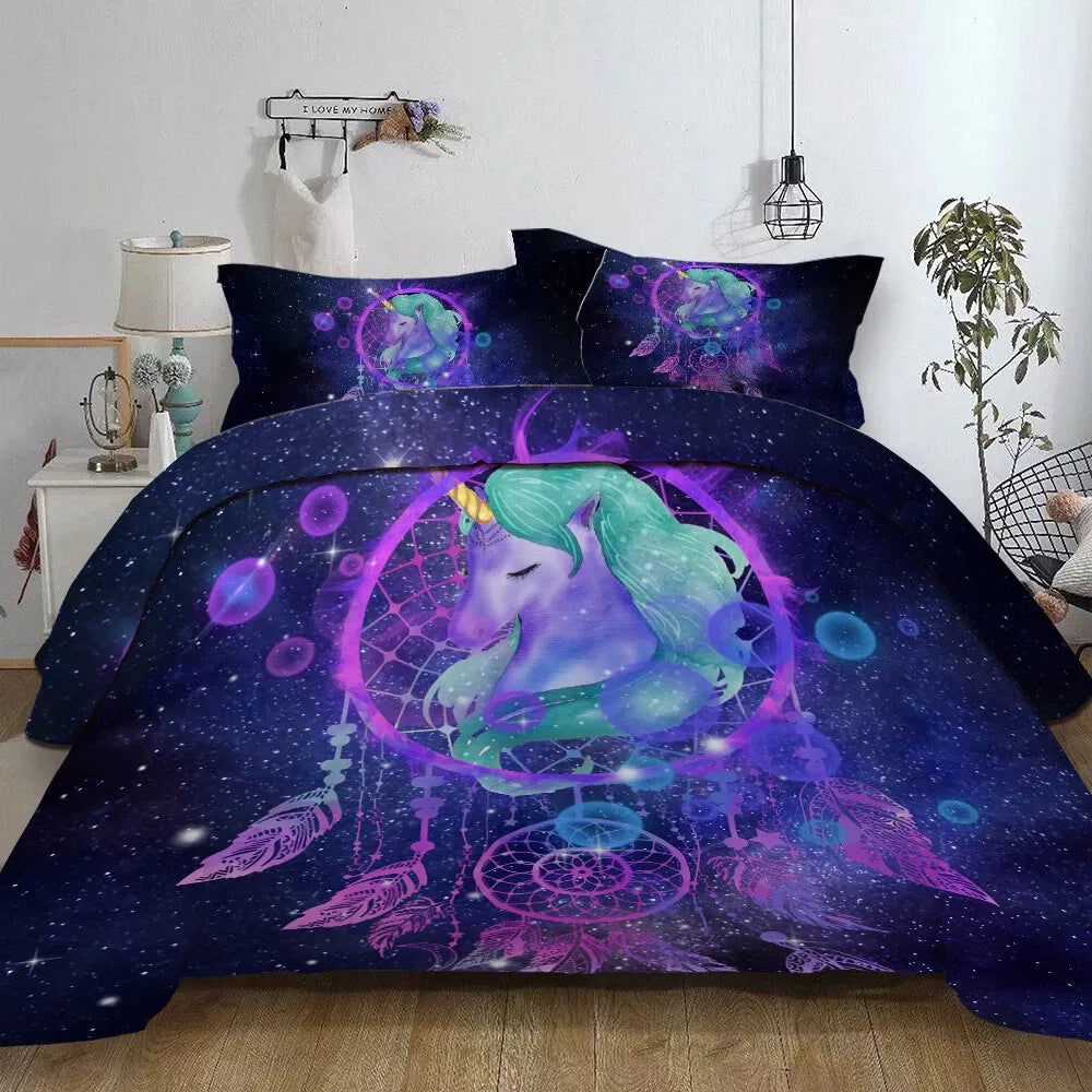 Unicorno Dreamcatcher Galaxy Glow Quilt / Doona / Duvet Cover set