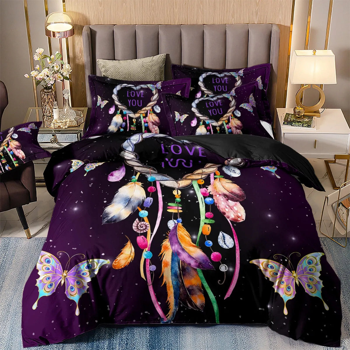 Viola Dreamcatcher Butterfly Love Quilt / Doona / Duvet Cover set