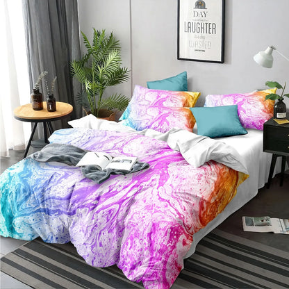 Pastello Marble Rainbow Swirl Quilt / Doona / Duvet Cover set