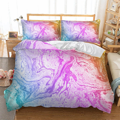 Pastello Marble Rainbow Swirl Quilt / Doona / Duvet Cover set