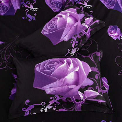 Viola Dark Elegant Rose Bloom Quilt / Doona / Duvet Cover set
