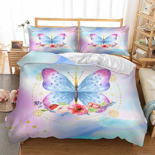Azzurro Soft Pastel Butterfly Floral Quilt / Doona / Duvet Cover set