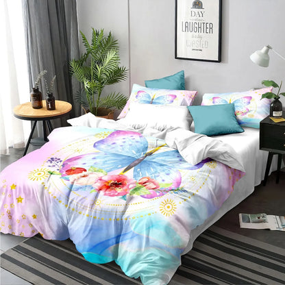 Azzurro Soft Pastel Butterfly Floral Quilt / Doona / Duvet Cover set