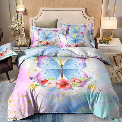 Azzurro Soft Pastel Butterfly Floral Quilt / Doona / Duvet Cover set