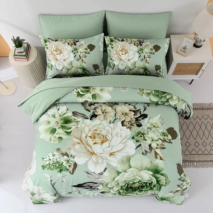 Verde Soft Elegant Floral Peony Quilt / Doona / Duvet Cover set