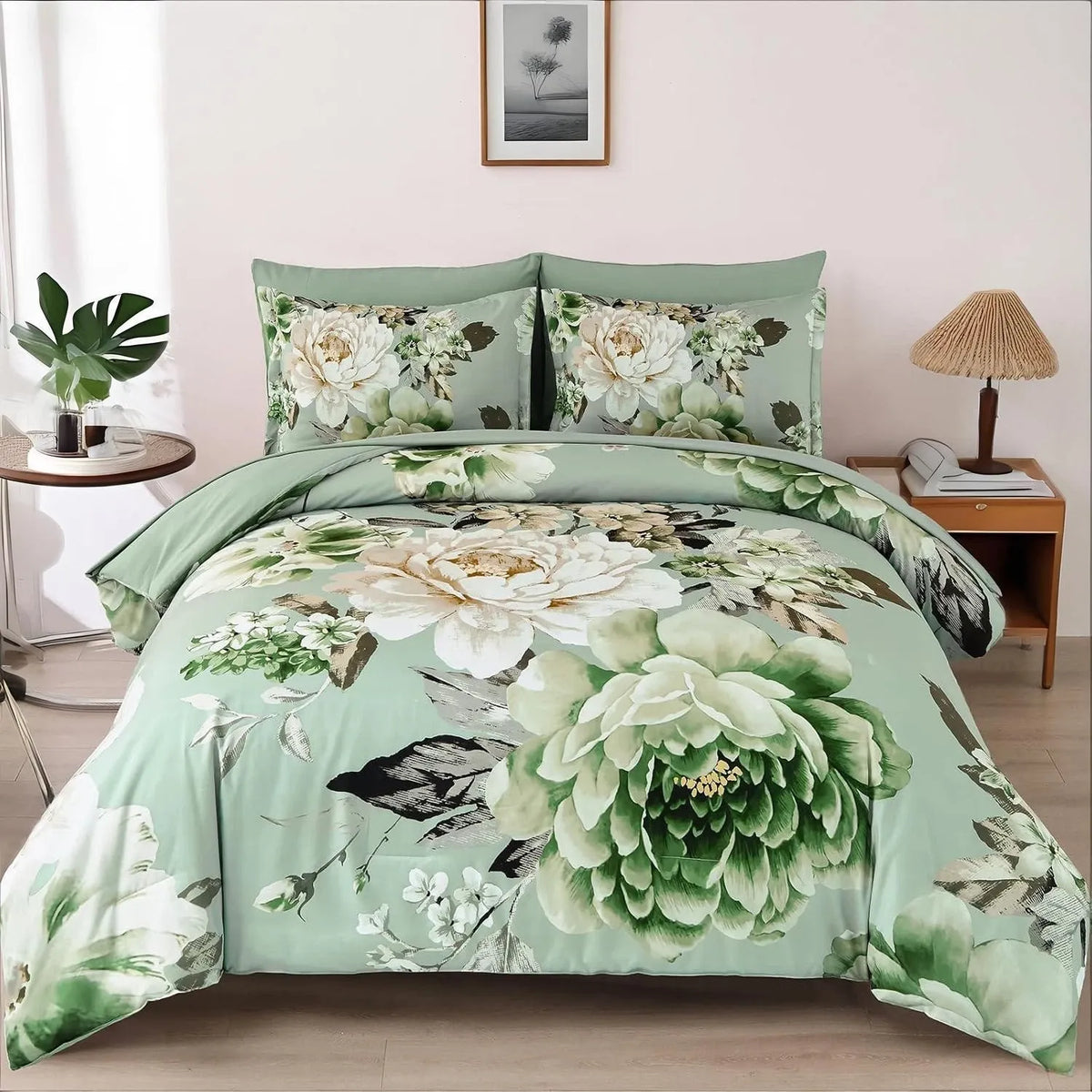 Verde Soft Elegant Floral Peony Quilt / Doona / Duvet Cover set