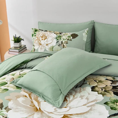Verde Soft Elegant Floral Peony Quilt / Doona / Duvet Cover set