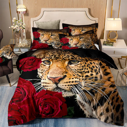 Leopard Rose Noir Quilt / Doona / Duvet Cover set
